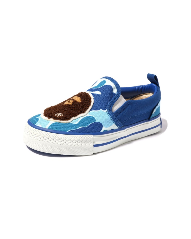 Chaussure Bape ABC Ape Head Patch Slip Ons Bleu Enfant | YME-74456030